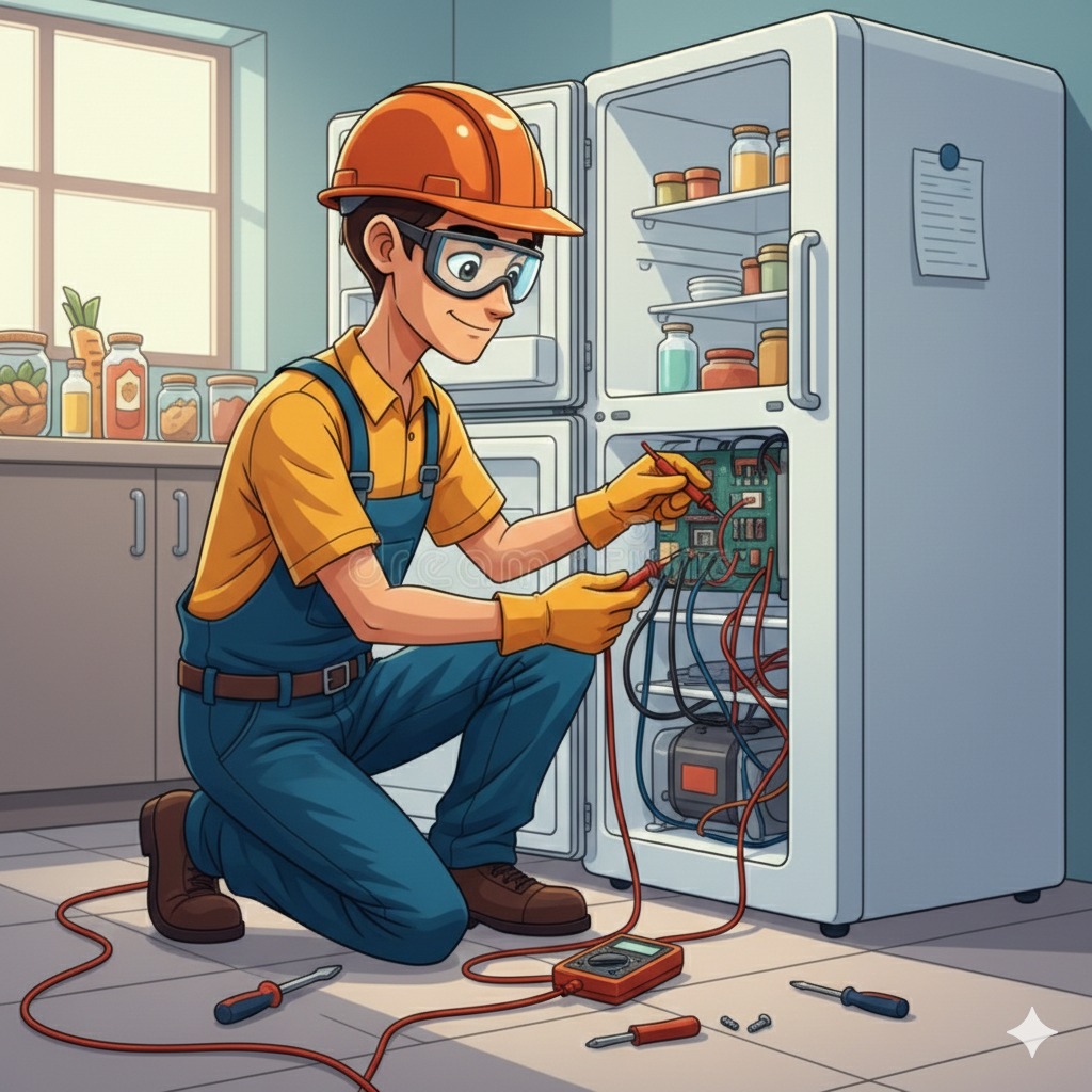 Best fridge repair service in Patna - Zalwato professional technician fixing a refrigerator.