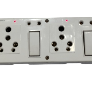 Heavy Duty 6+16 Amp Combined Switch Socket Board with Indicator | Modular Electric Board for Refrigerator, Microwave & AC | High-Grade Polycarbonate (White)